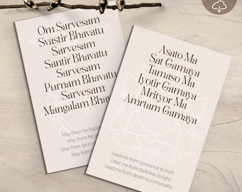 8 Sanskrit Mantra Cards with English Translation: Digital Download