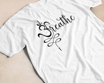 Om Sanskrit Breathe T-Shirt: Unalome Yoga Shirt