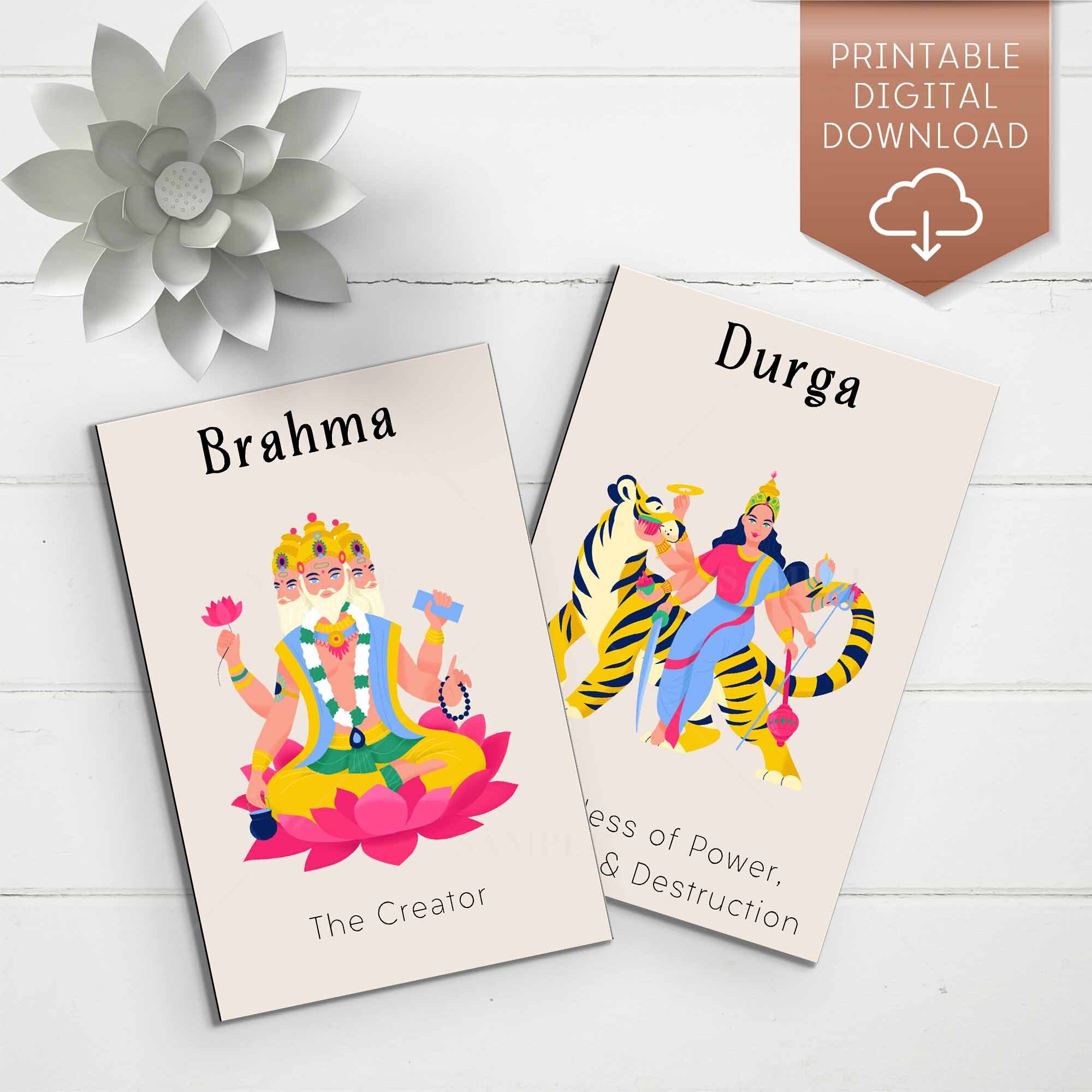 Buddhist & Hindu Gods and Goddesses Flashcards Yoga Deities Etsy