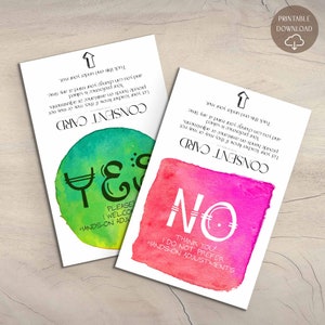 Cartes de consentement pour le yoga | Cartes d'assistance pour les professeurs de yoga dans les cours de yoga | Oui ou Non Ajuster les cartes | Cartes de consentement imprimables, visibles et éclatantes