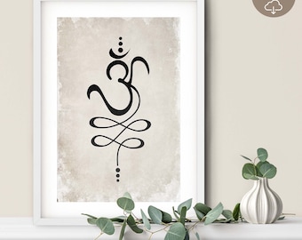 Sanskrit Breathe Om Unalome Art: Meditative Yoga Print (Digital Download)