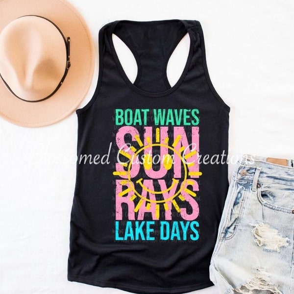 Boat Wave Sun Rays Lake Days| Summer| tank tops| T-Shirt| women| Unisex