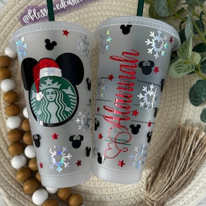 Disney Mickey| Christmas| confetti| Red Cold Cup | 24oz