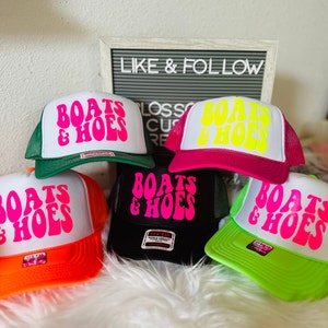 Boats And Hoes|Humor| Funny| Trucker Hats| Summer Hat| Women| Ladies| Men| Hats