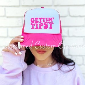 Gettin&#39; Tipsy| Trucker Hats| Summer| Neon Pink| Drinking| Alcohol| Tipsy| Women| Ladies| Hat