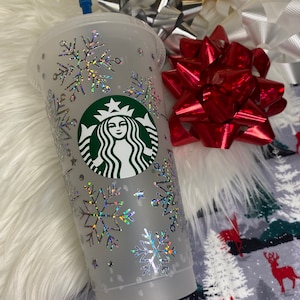Sparkle| Snowflakes| Blue| Confetti| Holographic| Cold Cup| 24oz