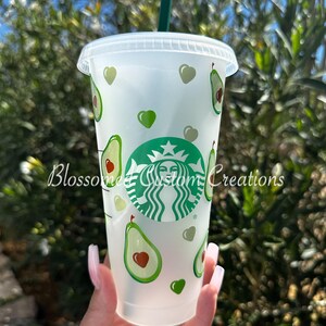 Avocado| Fruit| Tree| Love| Hearts| Green| Starbucks| 24oz| Venti| Reusable| Cold cup