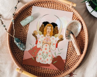 The Nurture Goddess Boho Art Print | Tarot Card Empress and Queen of Pentacles | Love Print | Goddess Art