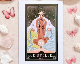 Die Stern-Tarotkarten Kunstdruck: Celestial Boho Decor