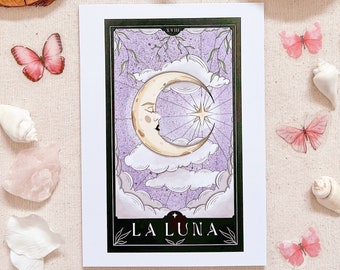 The Moon Tarot Card Print: La Luna Celestial Wall Art