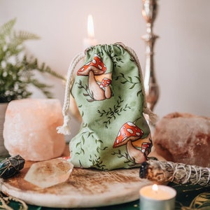 Bolsas de cristal de tarot de setas / Bolsa de cartas de tarot / Bolsa de almacenamiento / Brujería / Bolsa Mushie Boho