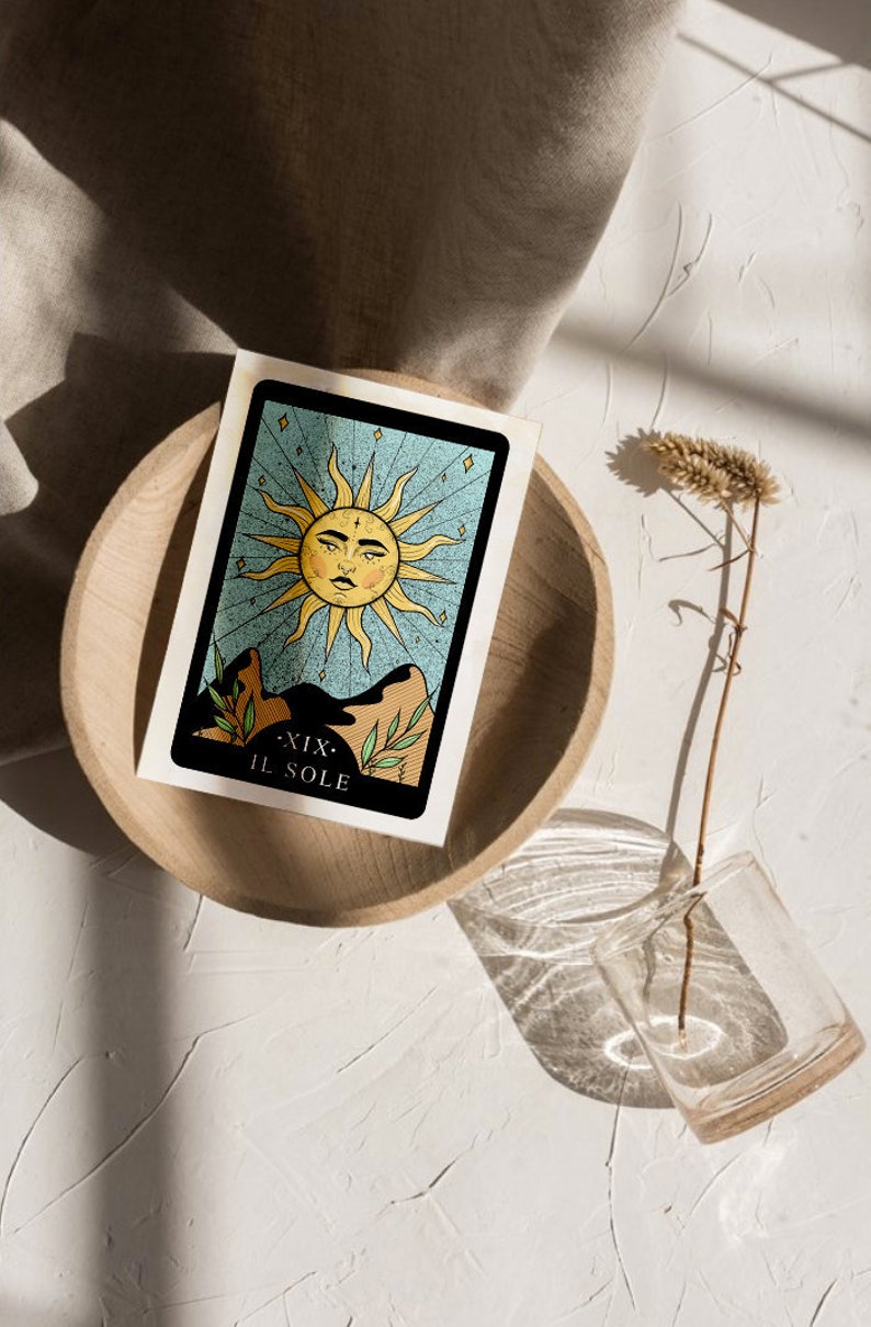 The Sun Tarot Card Print Astrology Tarot Cards Il Sole Zodiac A4 & A5 image 3