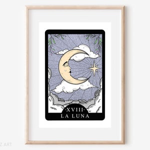SALE The Moon tarotkaart print | UITVERKOOP | La Luna | Tarotkaarten | Astrologie | Dierenriem | A4 en A5