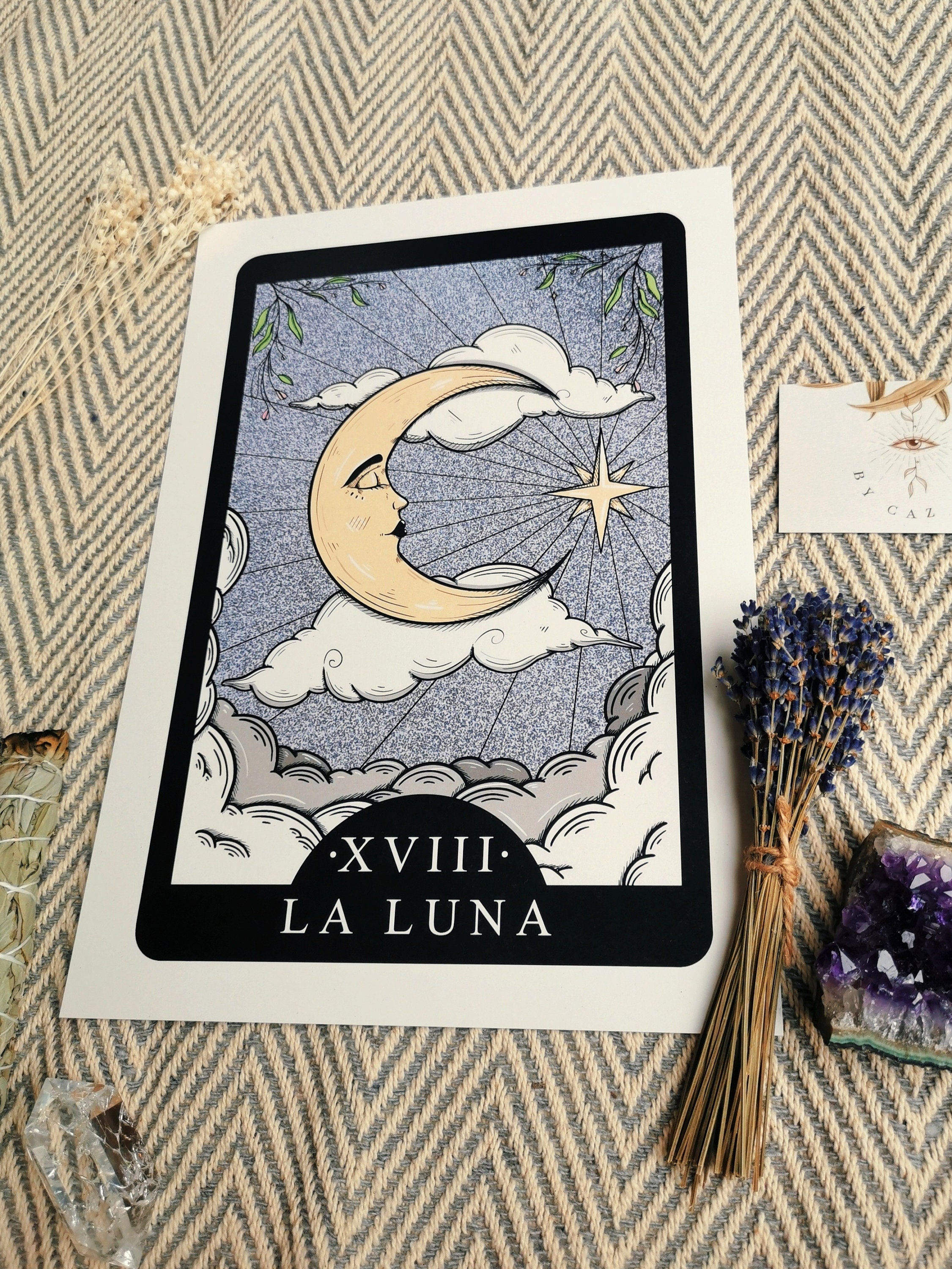 La Luna Tarot Card Print / La Luna / Cartas del Tarot / Etsy