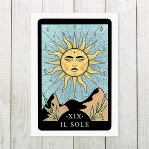 The Sun Tarot Card Print Astrology Tarot Cards Il Sole Zodiac A4 & A5 image 2