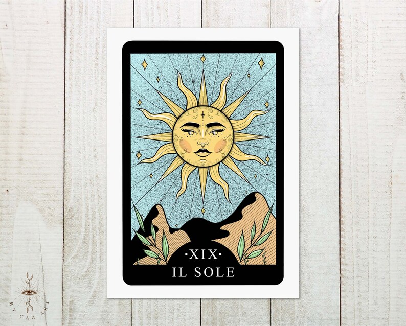 The Sun Tarot Card Print Astrology Tarot Cards Il Sole Zodiac A4 & A5 image 2