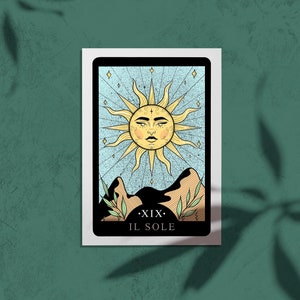 The Sun Tarot Card Print Astrology Tarot Cards Il Sole Zodiac A4 & A5 image 4