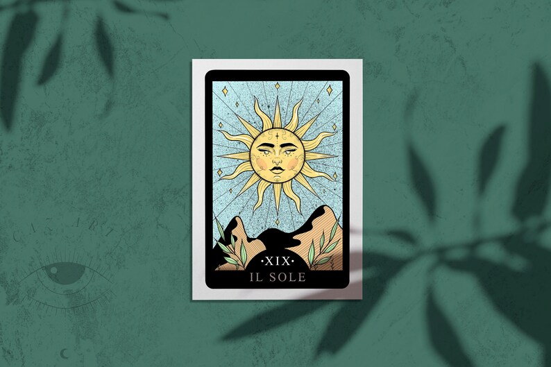 The Sun Tarot Card Print Astrology Tarot Cards Il Sole Zodiac A4 & A5 image 4