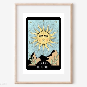 SALE The Sun tarotkaart print | Astrologie | Tarotkaartposter | UITVERKOOP | Muurkunst met hemelse print