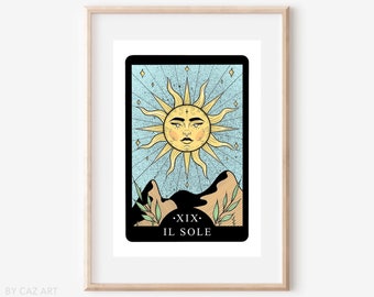 SALE The Sun Tarot Card Print | Astrology | Tarot Card Poster | SALE | Celestial Print Wall Art