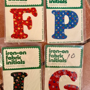 Vintage Iron-on Fabric Initials Letters - Floral, Washable, Pre-Shrunk, Deadstock