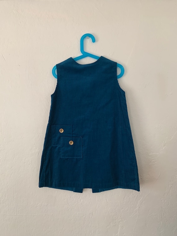 Vintage Deadstock Turquoise Cotton Corduroy Kids … - image 1