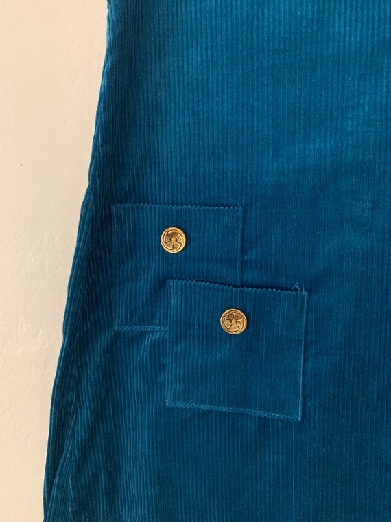 Vintage Deadstock Turquoise Cotton Corduroy Kids … - image 7