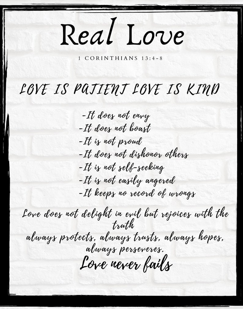 Real Love Bible 1 Corinthians 1348, Definition of Love, Bible