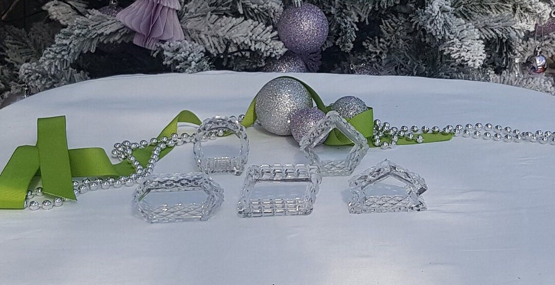 5 Crystal Napkin Ring 1950's Cut Crystal Serviette Holder Napkin Holder ...