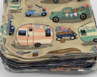 Set of 20- Camping living, Unpaper Towels, Reusable Napkins, Unpaper Napkins, Reusable Tissues, Sustainable Products, Made by me