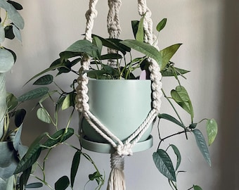Boho Macrame Plant Hanger, Recycled Cotton Macrame