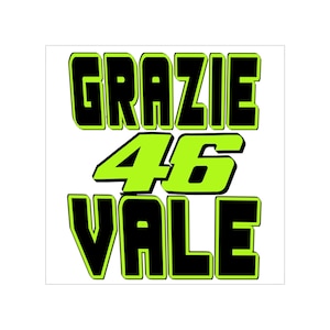 Grazie Vale MotoGP Weltmeister Rossi Outdoor Aufkleber, quadratisch