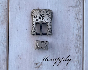 3/4" Antique Silver Buckle w Keeper, Tack Making Buckle, Leather Crafting Buckle, Headstall Buckle, Hardware