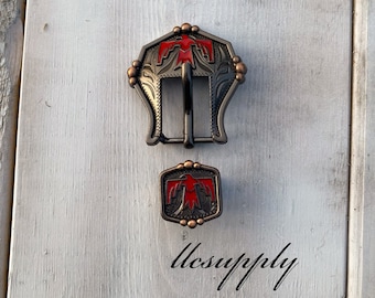 3/4" Red Thunderbird Buckle, Tack Making Buckle, Leather Crafting Hardware, Thunderbird Hardware, Tack Buckle