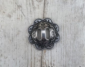 Horseshoe Brand Black Stainless Steel Slotted Concho, Tack Making Hardware, Leather Crafting Concho, Black Western Concho, Slotted