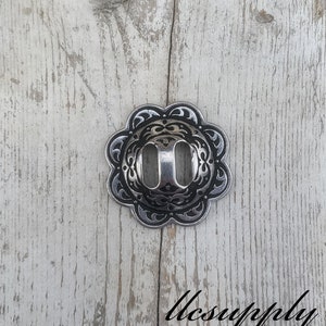Horseshoe Brand Black Stainless Steel Slotted Concho, Tack Making Hardware, Leather Crafting Concho, Black Western Concho, Slotted