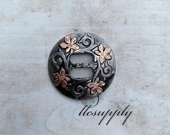 Antique Silver Floral Slotted Concho, Replacement Concho, Tack Making Hardware, Leather Crafting