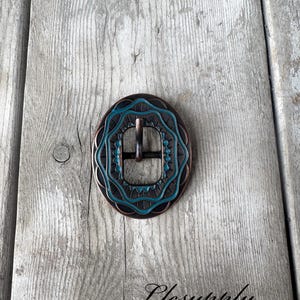 3/4&quot; Copper & Teal Buckle, Tack Making, Headstall Buckle, Leather Crafting