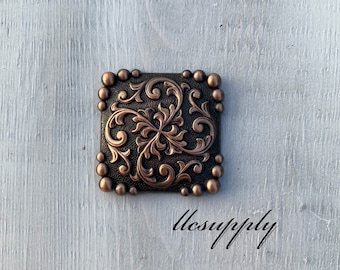 Square Copper Concho, Western Copper Concho, Tack Making Hardware, Leather Crafting Concho
