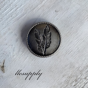 Antique Silver Feather Concho, 1/14", Western Concho, Silver Concho, Replacement Concho, Tack Making Conchos