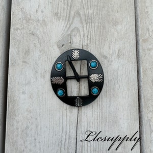 Turquoise & Black 3/4&quot; Buckle, Headstall Buckle, Western Hardware, Tack Making, Leather Crafting Cart Buckle