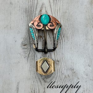 Handmade Feather Buckle, 3/4&quot; Buckle with Keeper, Western Feather Buckle, Replacement Western Buckle