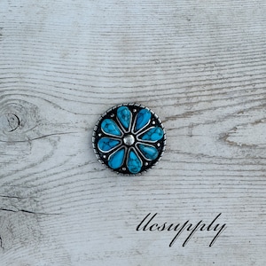 Turquoise Stone & Antique Silver Concho, Tack Making Hardware, Leather Crafting Conchos