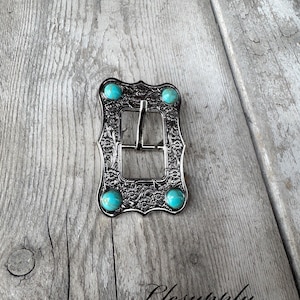 3/4&quot; Silver & Turquoise Buckle, Headstall Buckle, Leather Crafting, Western Buckle