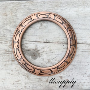 Copper Horse Shoe Brand Martingale Ring, Tack Making Hardware, Leather Crafting Center Plate, Jeremiah Watt Hardware