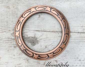 Copper Horse Shoe Brand Martingale Ring, Tack Making Hardware, Leather Crafting Center Plate, Jeremiah Watt Hardware