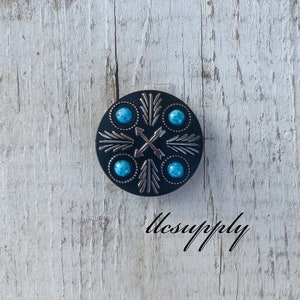 Black & Turquoise Arrow Concho, Tack Making Hardware, Leather Crafting Concho, Turquoise Concho