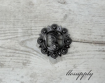 Gun Metal Slotted Conchos, Western Conchos, Tack Making Hardware, Black Leather Crafting Conchos