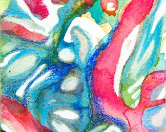 Pintura ACEO ORIGINAL, arte único, OOAK, miniatura abstracta, cuadro moderno, cumpleaños, regalo elegante, decoración de pared pintada a mano, coleccionable, n.° 737