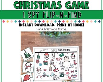 Juego navideño imprimible, juegos navideños para niños, juegos navideños preescolares, Navidad en casa, veo, veo Navidad, juegos familiares navideños